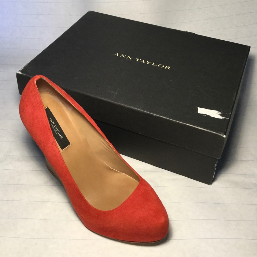 AnnTaylor Lucia Suede Platform Wedge Red